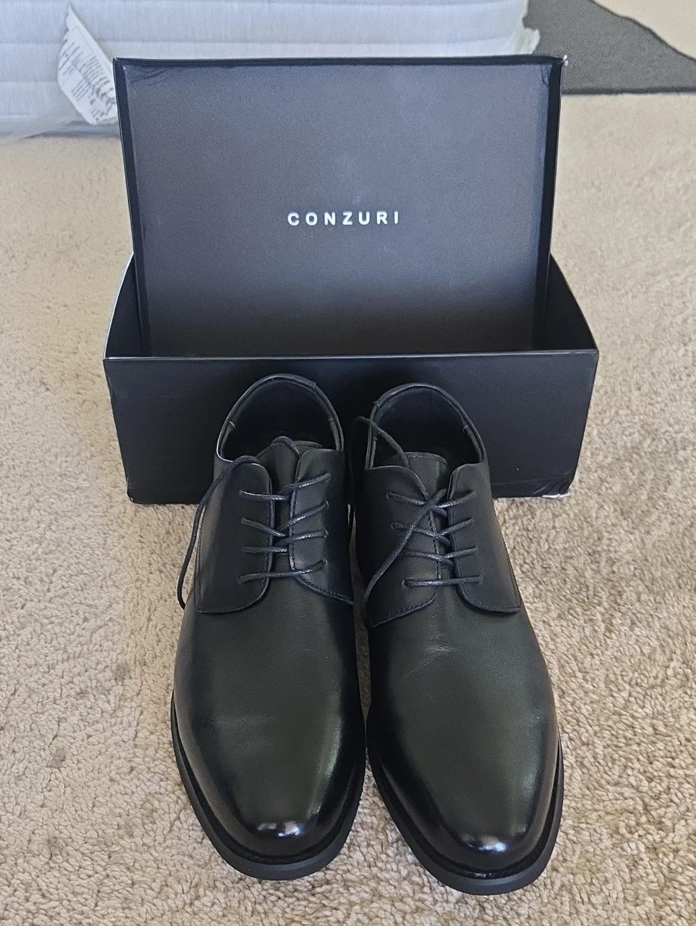 Conzuri Riesco Black Leather Elevator / Height Boost Dress Shoes